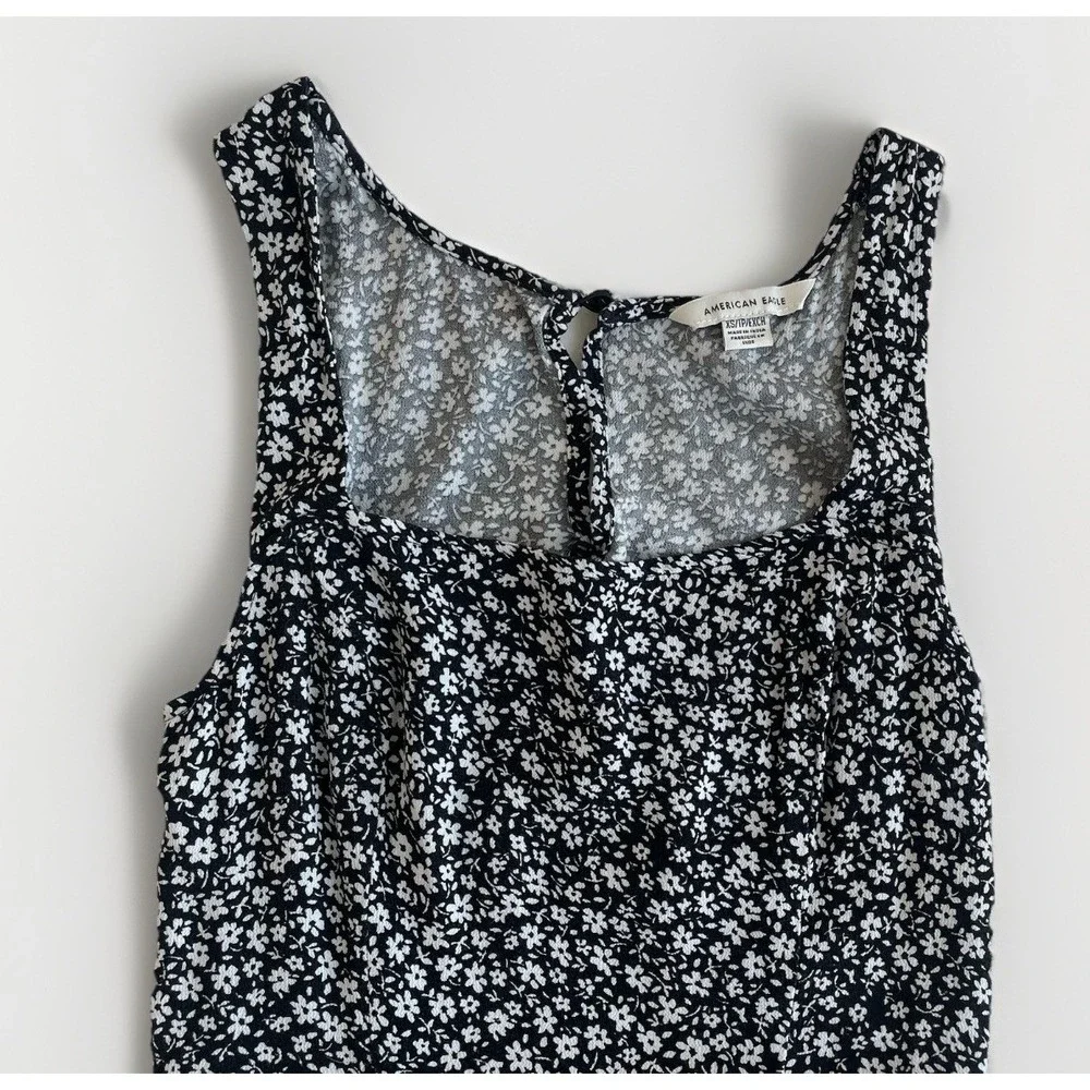 American Eagle Floral Black and White Dress, with button up back, Size XS